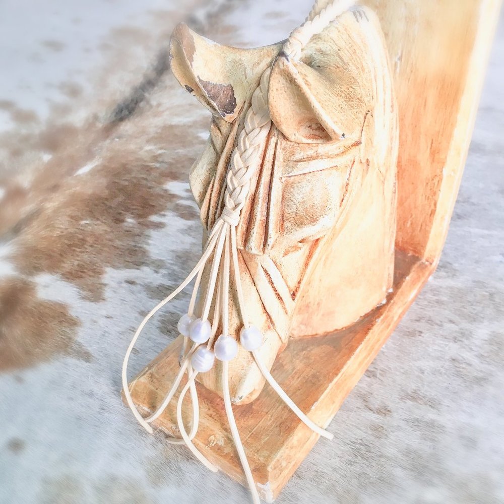 Leather & Pearl Tassel Necklace